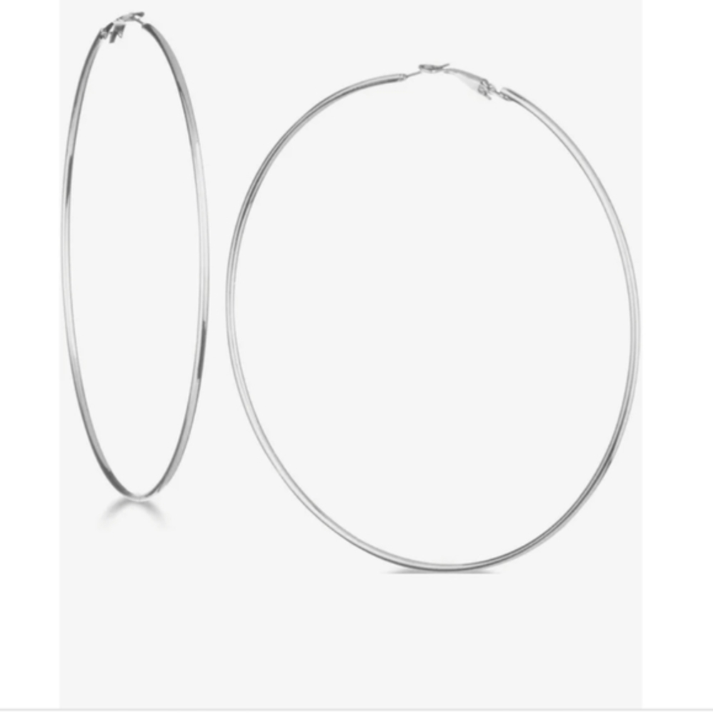 NWT Guess Large Hoop Silver Earrings‎
